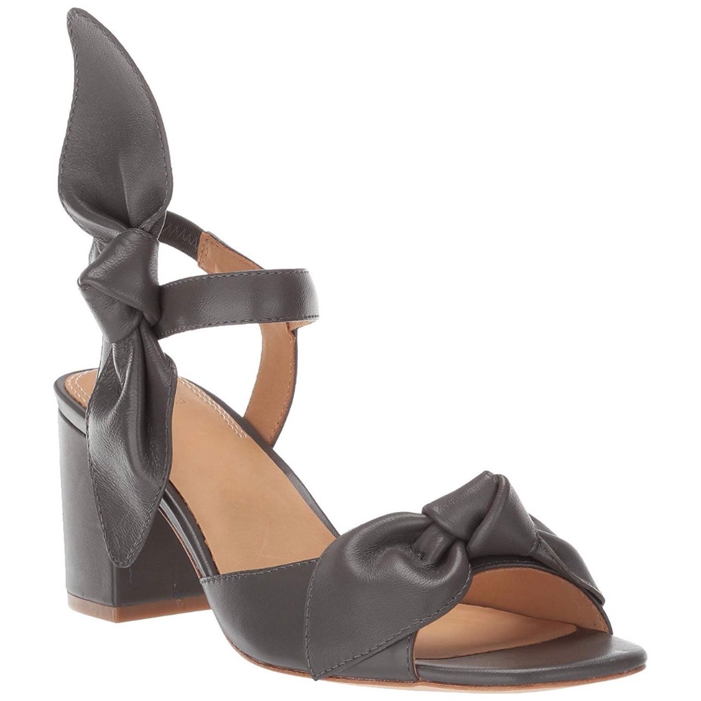 Bill Blass Carmen 65 Charcoal Grey Leather Block Heel Ankle Strap Sandals 7.5